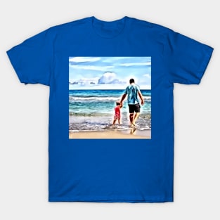 Father and child beach passive income T-Shirt